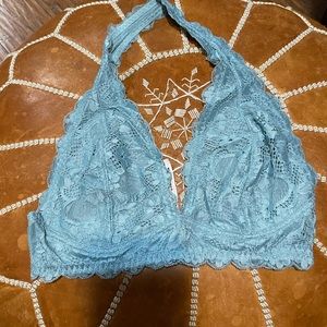 Free People Galloon Lace Halter Bralette blue